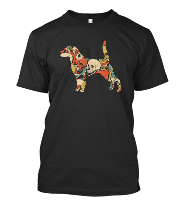 Zombie Beagle Skull Pattern Dog T-Shirt