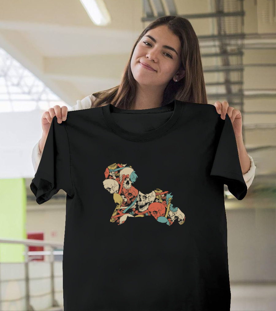 Zombie Bichon Frise Skull Halloween Funny Cute Cos Spooky Skulls And Bones T-Shirt
