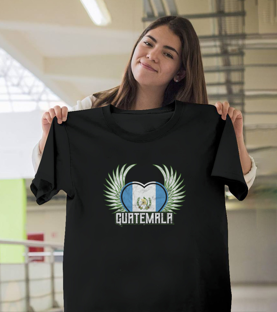 Guatemala Flag Heart with Wings Crest T-Shirt