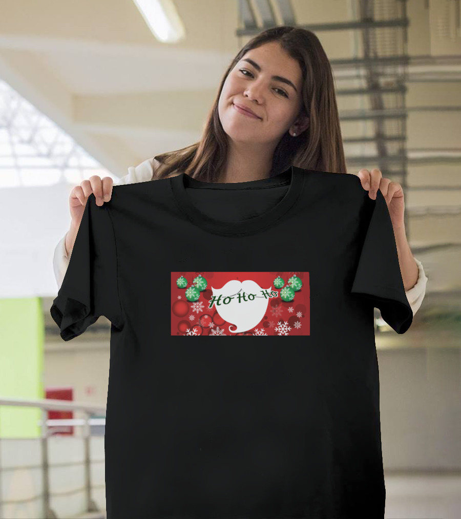 Ho Ho Ho Mask Santa Beard Snowflakes Christmas Ornaments T-Shirt