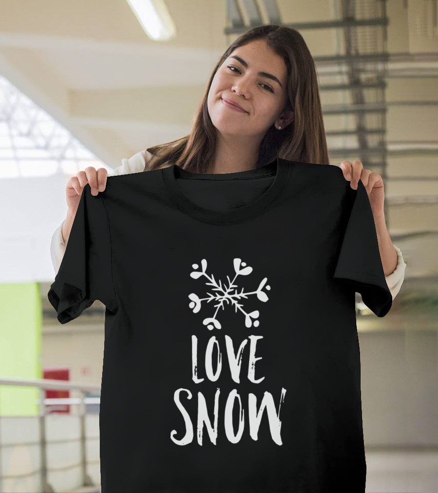 Love Snow Heart-Shaped Snowflake Winter T-Shirt