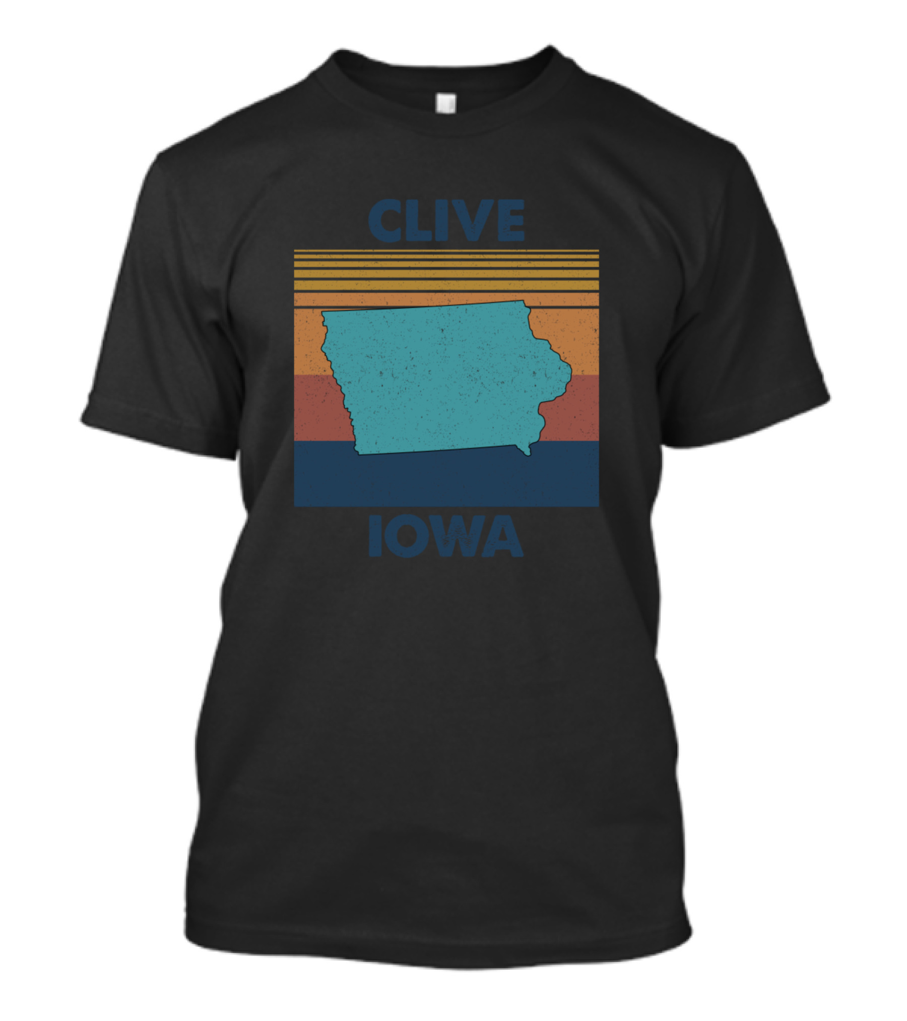 Clive Iowa Retro Stripes Map Vintage T-Shirt