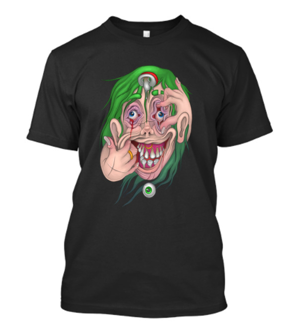 Falling Apart Surreal Green Hair Face With Distorted Expression And Eyeball T-Shirt