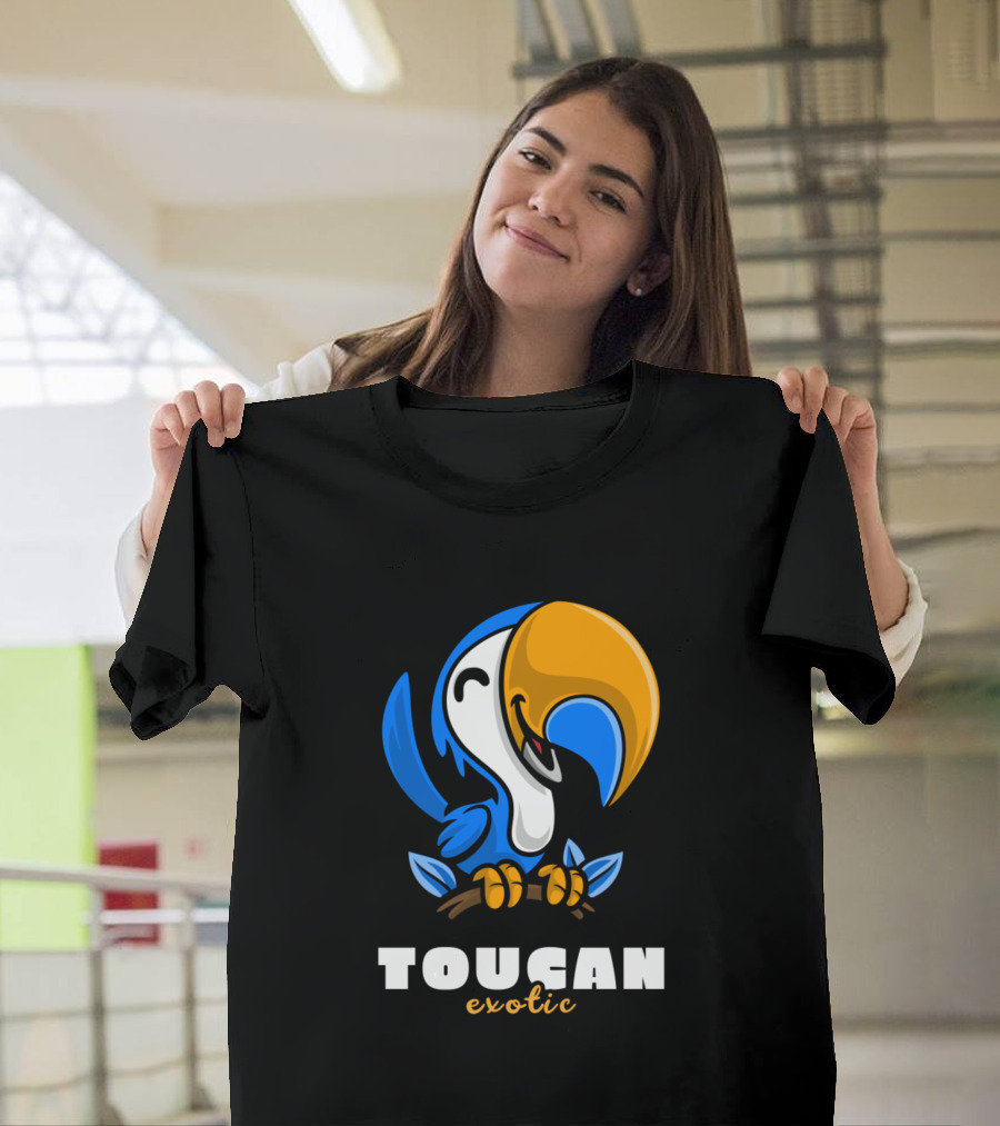TOUCAN Exotic Blue Yellow Bird T-Shirt