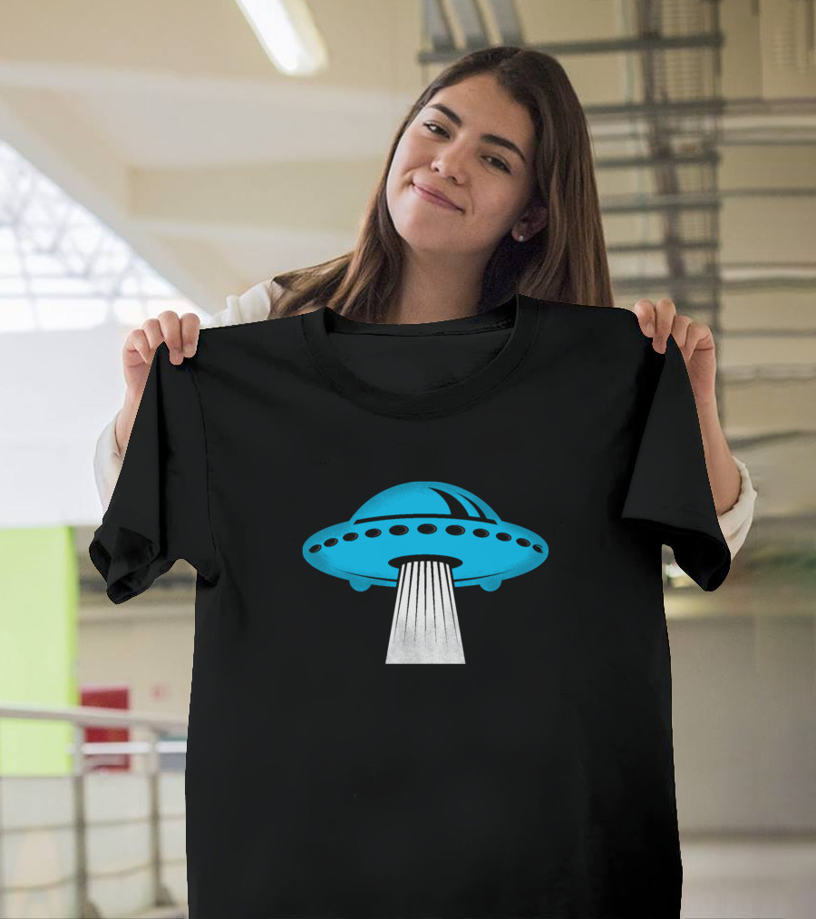 UFO Alien Believer Flying Saucer Icon with Beam T-Shirt