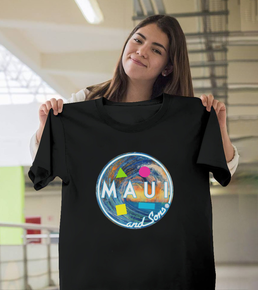 MAUI and Sons Surf Wave Geometric Shapes T-Shirt