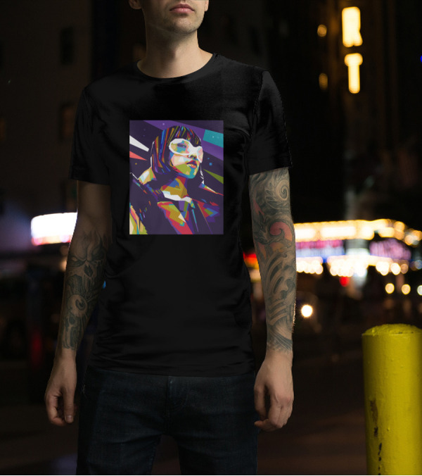 Ramengvrl Vibrant Pop Art Portrait With Dynamic Colorful Background T-Shirt