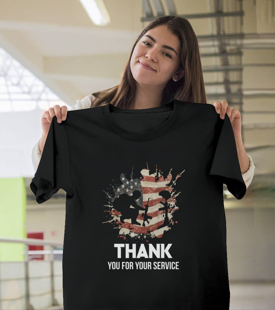 Veterans Day Thank You For Your Service American Flag Soldier T-Shirt