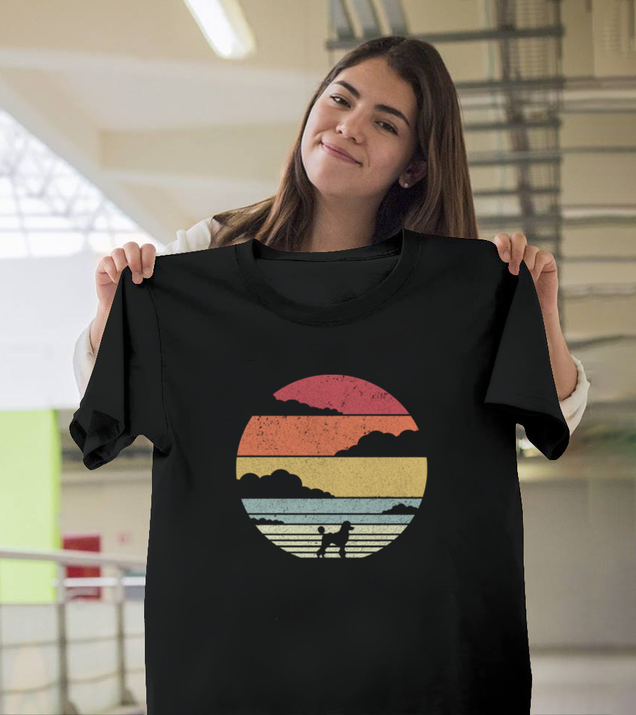 Vintage Retro Sunset Poodle Dog T-Shirt