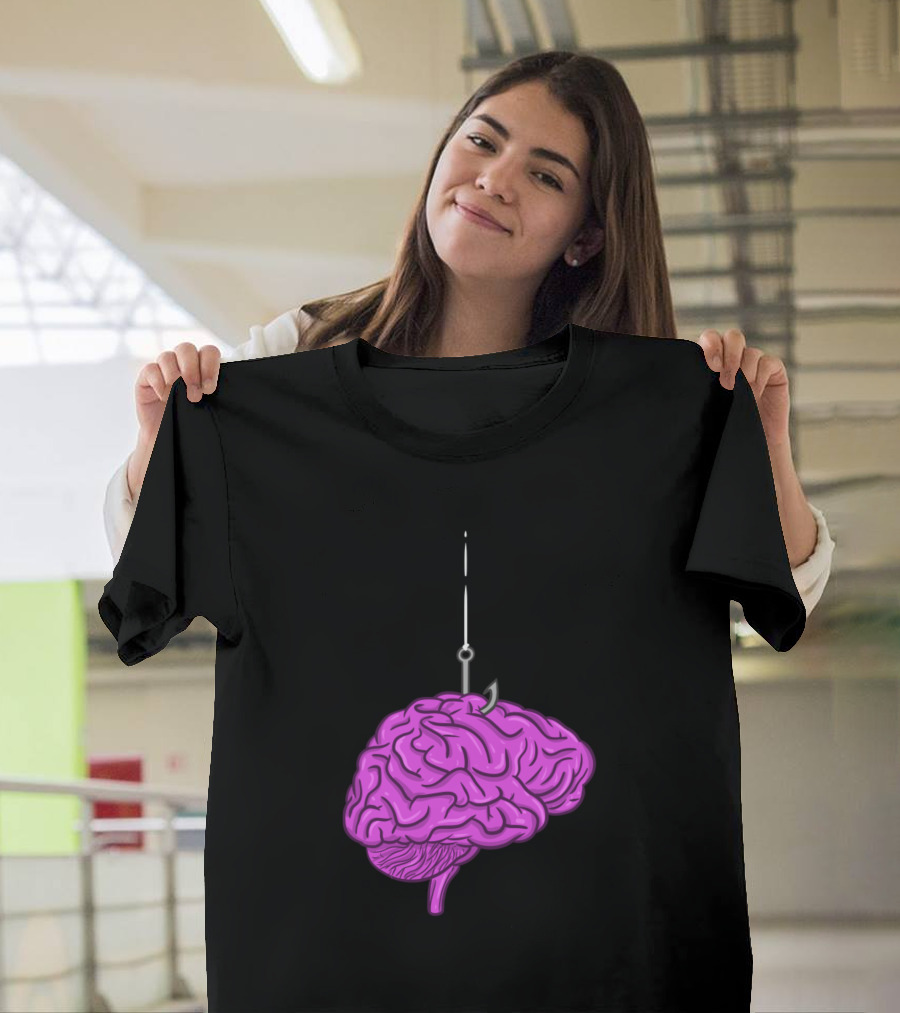 Brain Bait Pink Brain on Fish Hook T-Shirt