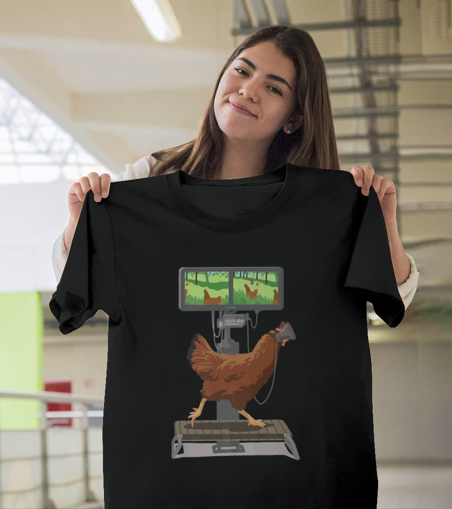 Chicken VR Simulation Experience with Headset and Screen T-Shirt