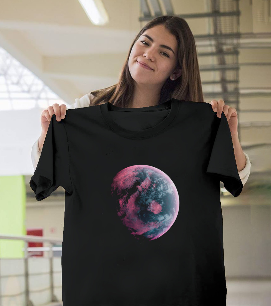 Earth Like Planet Pink Celestial Sphere T-Shirt