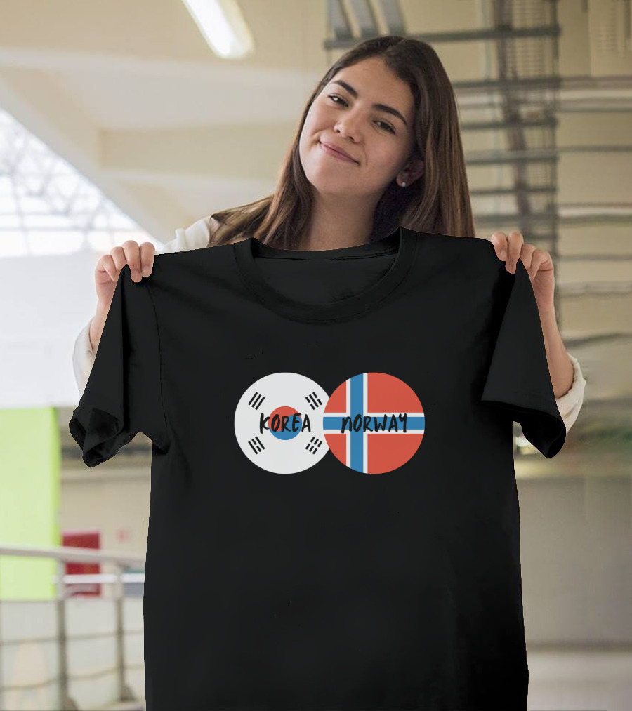 Korean Norway Flag Circles Korea Norwegian T-Shirt