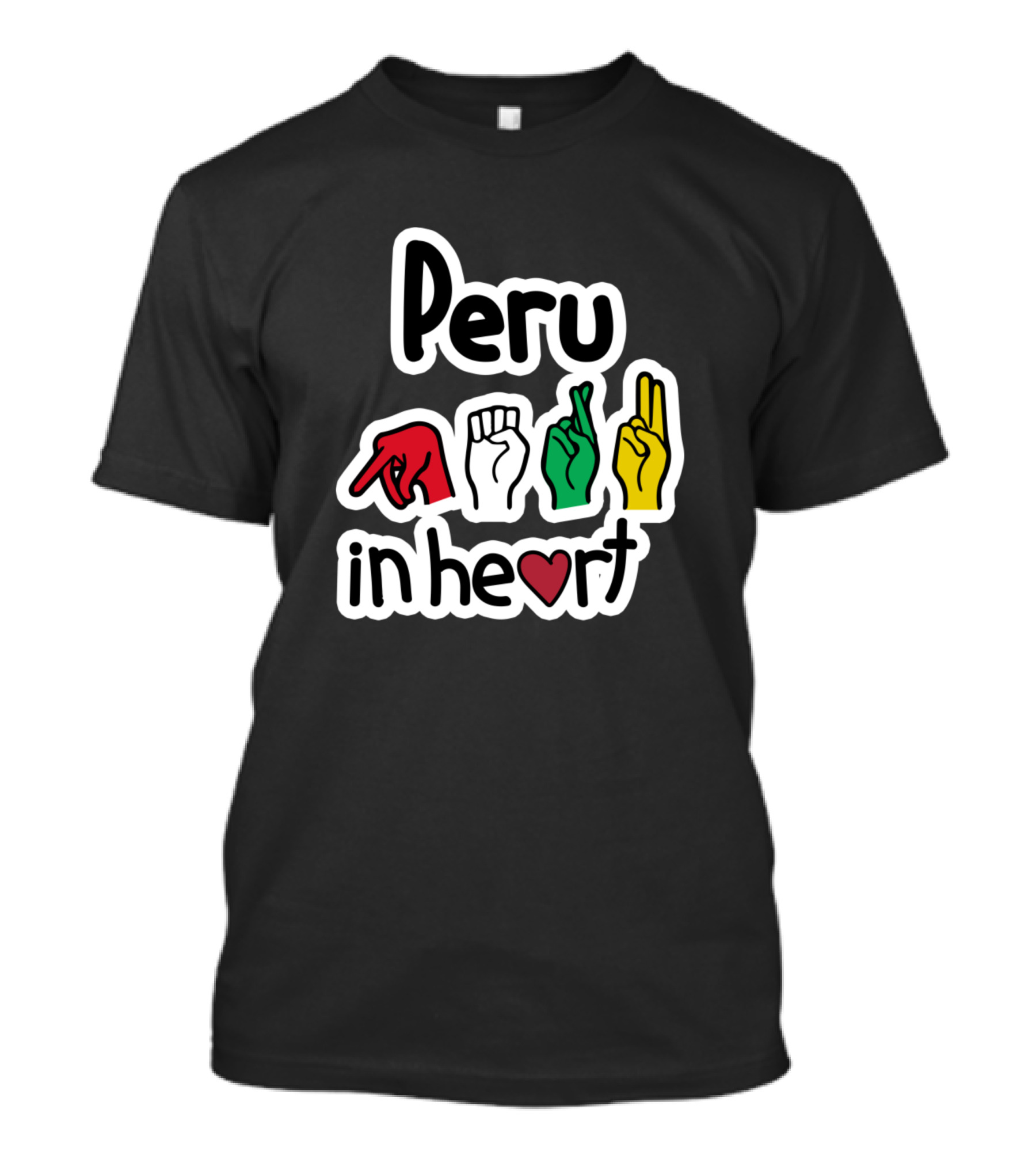 Peru In Heart Love Flag Colors ASL American Sign Language T-Shirt
