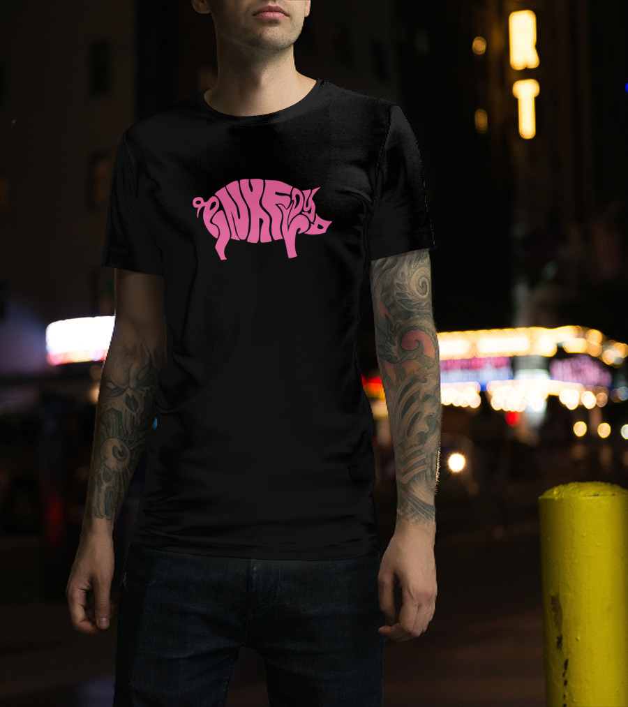 Pink Floyd Pig Floyd Text In Pig Shape T-Shirt
