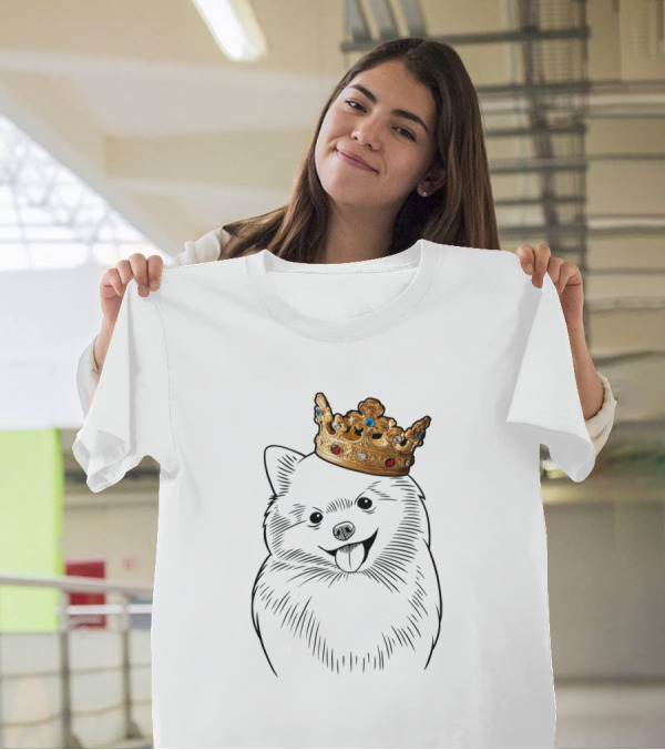 Pomeranian Dog Wearing Royal Crown King Queen T-Shirt