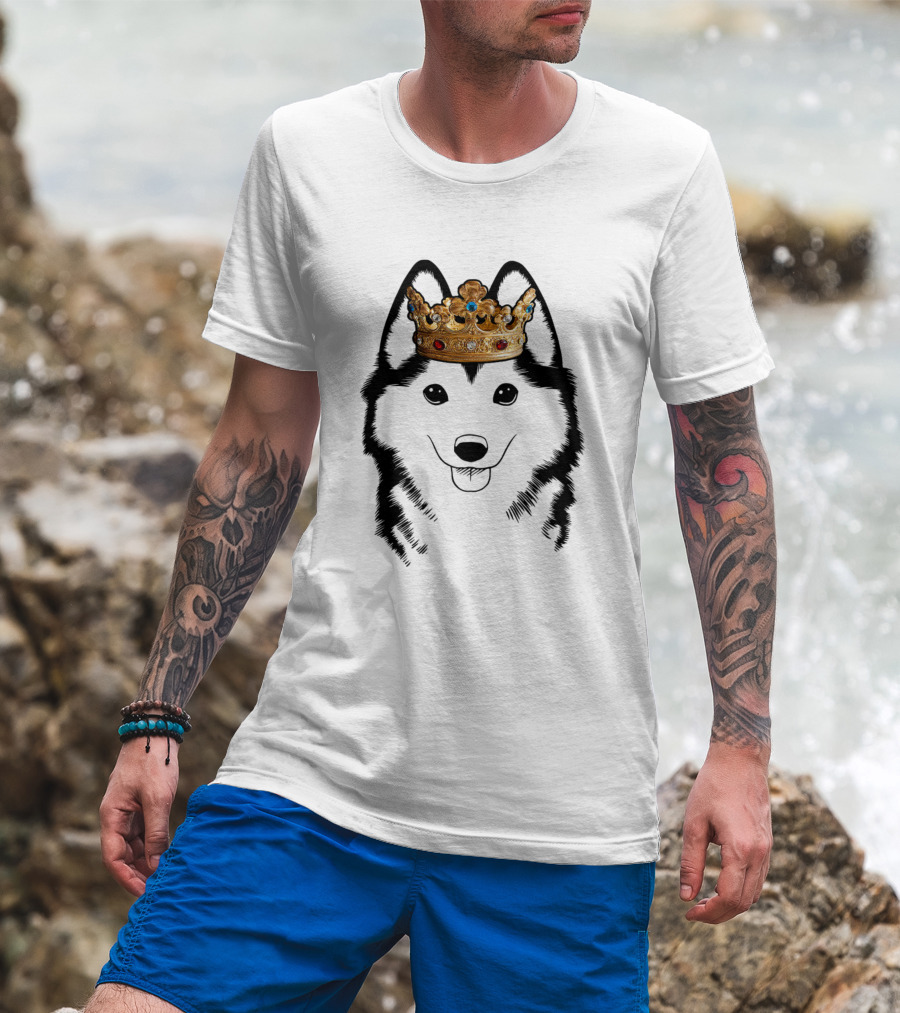 Pomsky Dog With Crown King Queen Royal T-Shirt