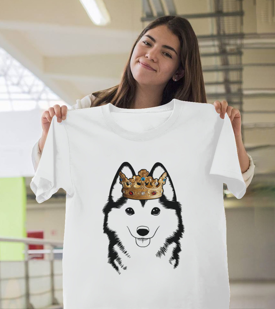 Pomsky Dog With Crown King Queen Royal T-Shirt