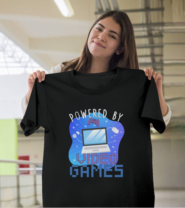 Powered By Video Games Laptop Controller Fun Gaming T-Shirt