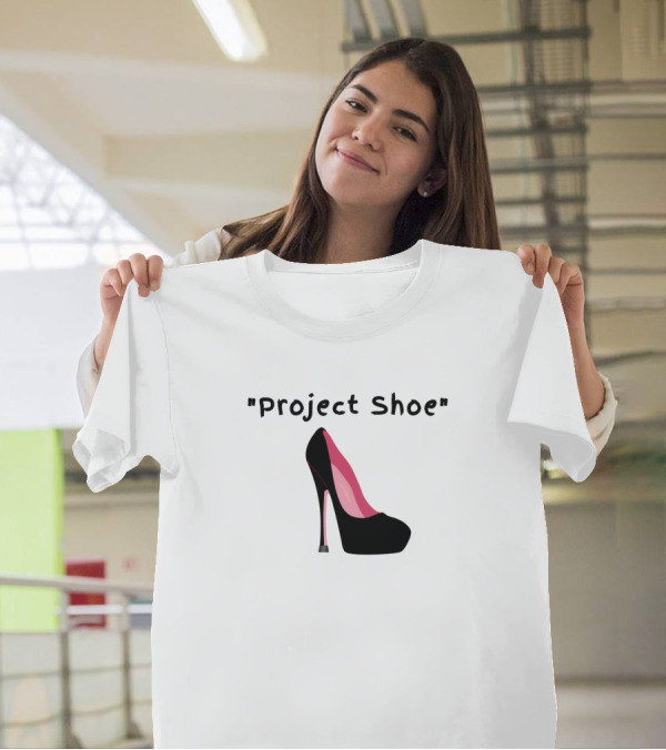 Project Shoe Black High Heel Pink Lining T-Shirt