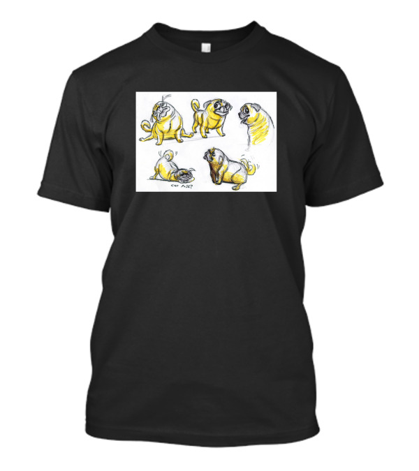 Pug Dog Sketches By Cat Ades T-Shirt