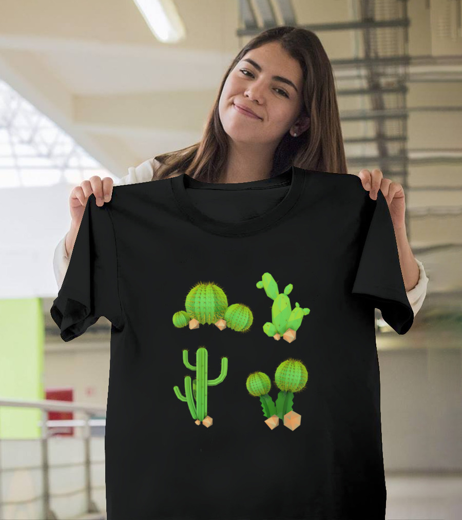 Vintage Botanical Cactus Retro Summer Botany Festival Green Spiky Succulents T-Shirt