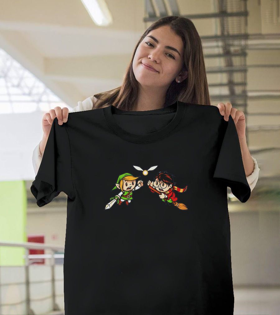 Link and Wizard Chasing Golden Snitch T-Shirt