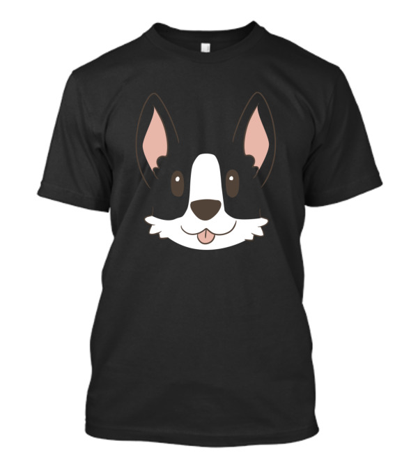 Cute Black And White Corgi Face T-Shirt