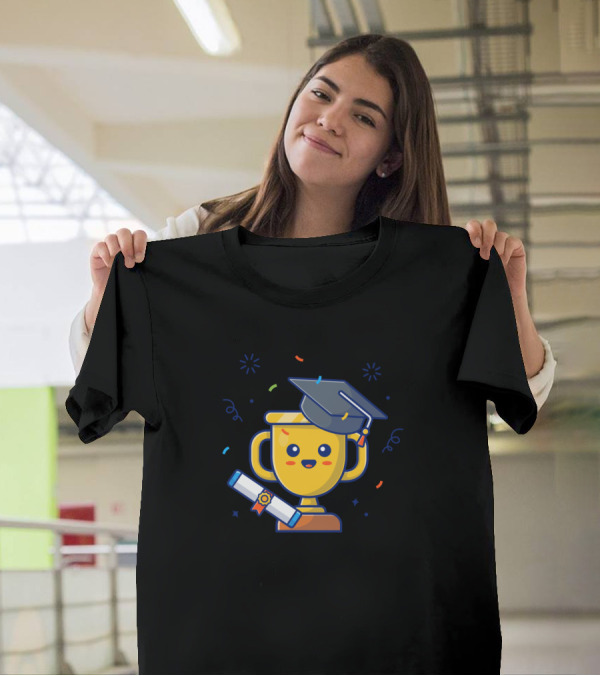 Cartoon Graduation Trophy With Cap And Diploma T-Shirt