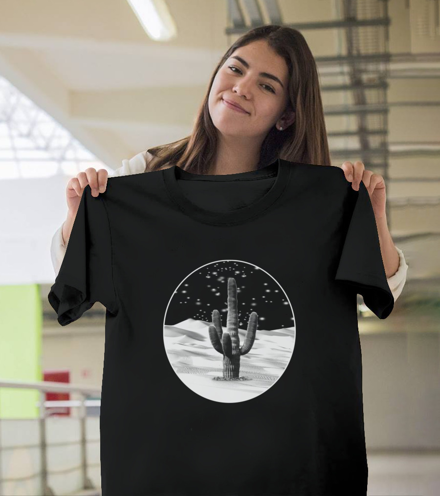 Desert Dafrica Its Cactus in Starry Night Sand Dunes T-Shirt
