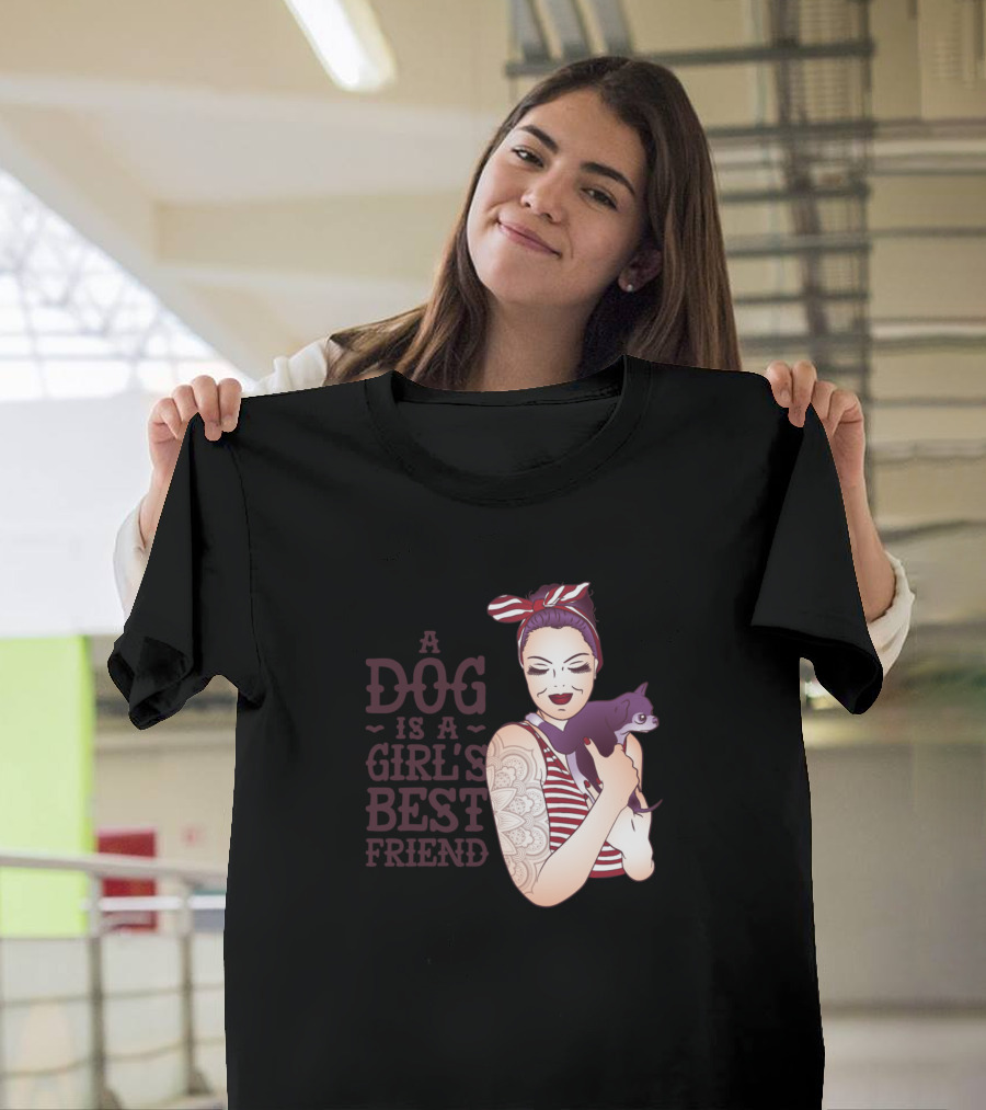 A Dog is a Girl's Best Friend Retro Pin Up T-Shirt