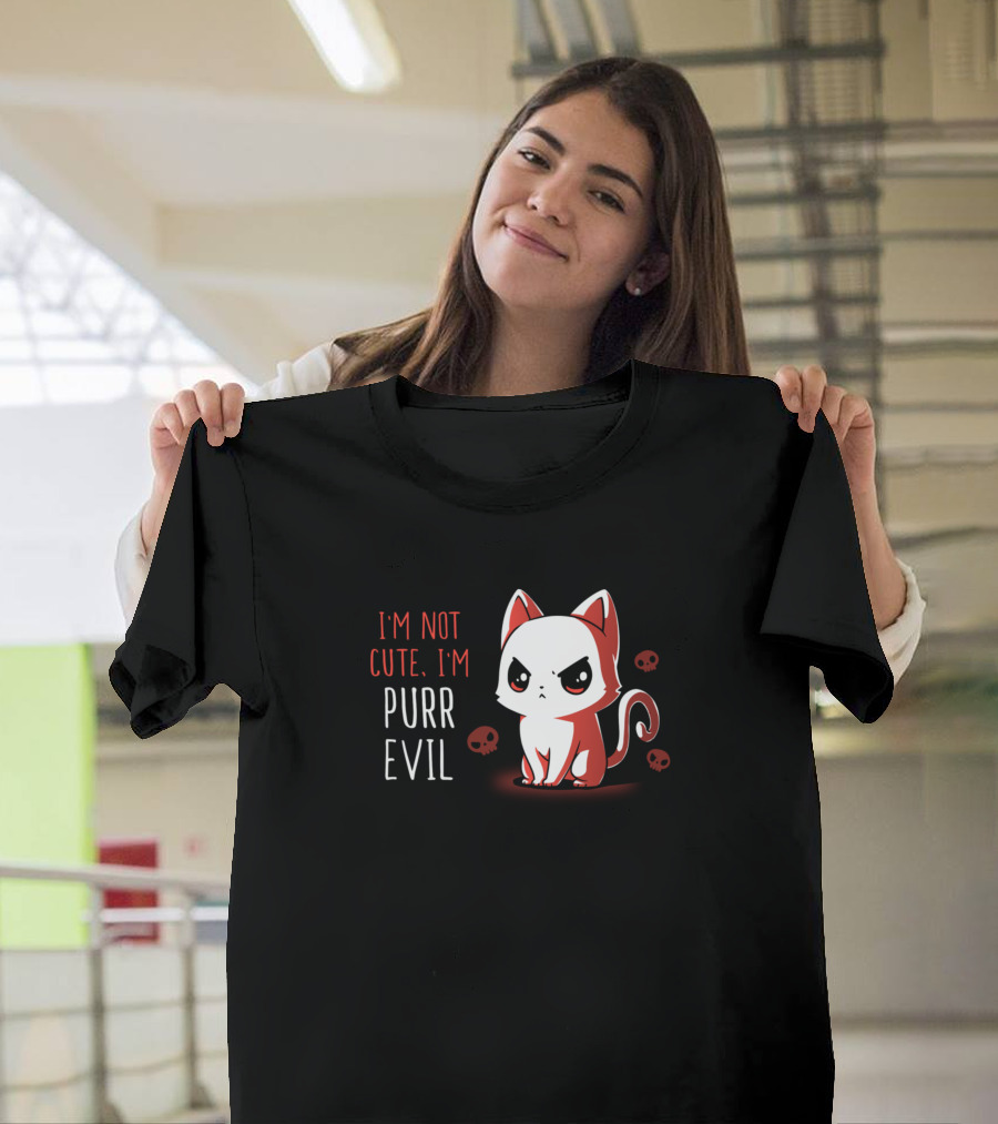 I'm Not Cute I'm Purr Evil Skull Cat T-Shirt