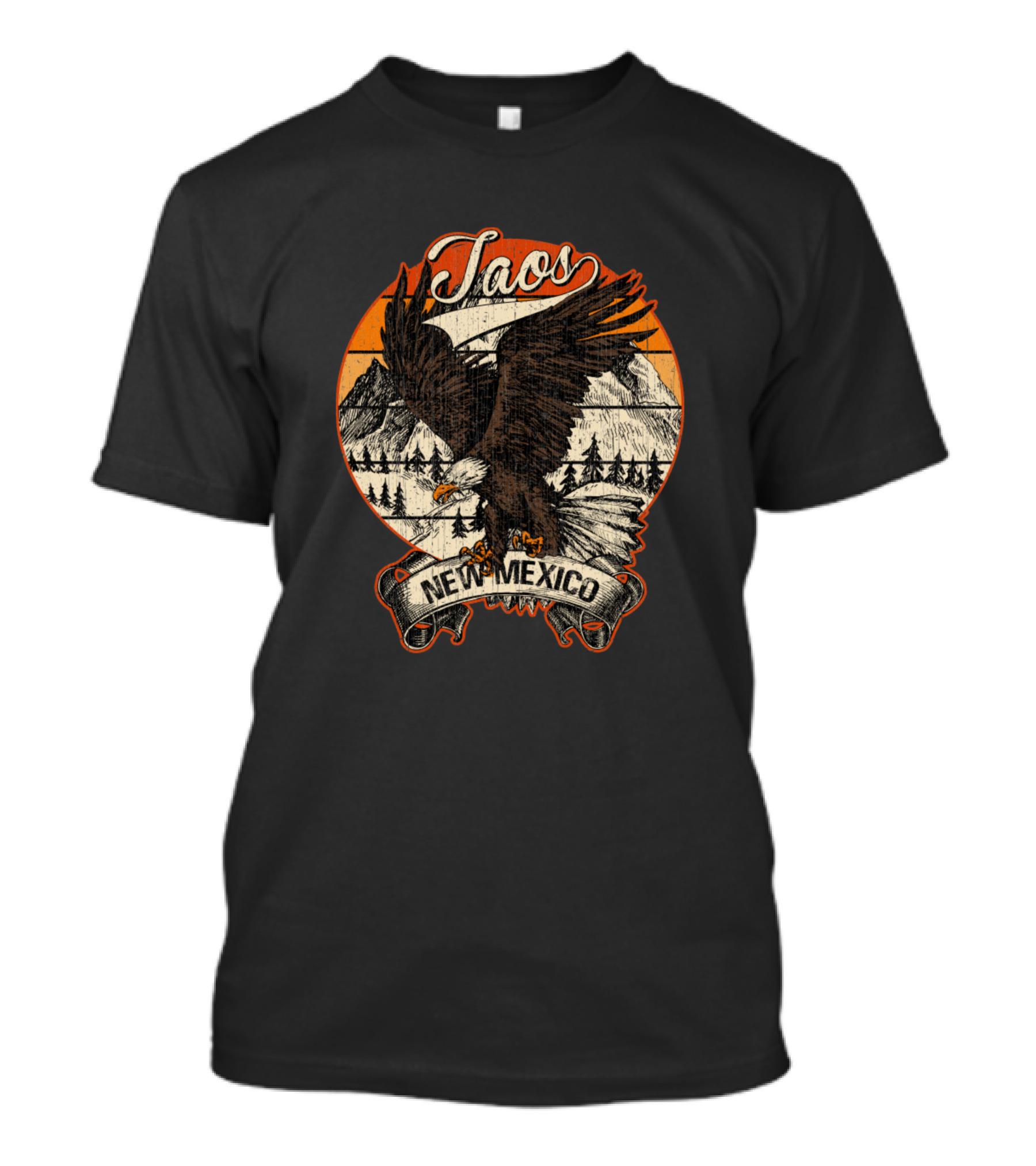 Taos New Mexico Bald Eagle Mountain Scene Retro Vintage Aesthetic T-Shirt