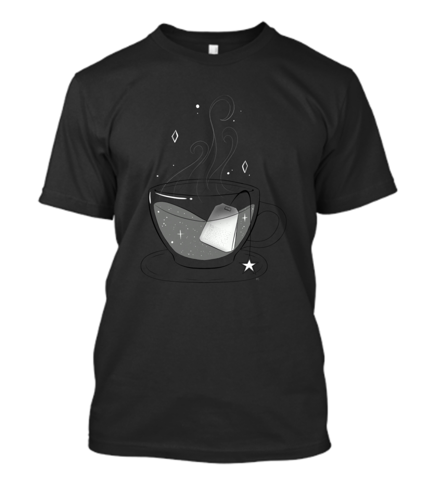Starry Night Tea Cup With Celestial Steam And Teabag T-Shirt