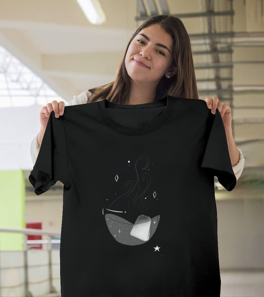 Starry Night Tea Cup With Celestial Steam And Teabag T-Shirt