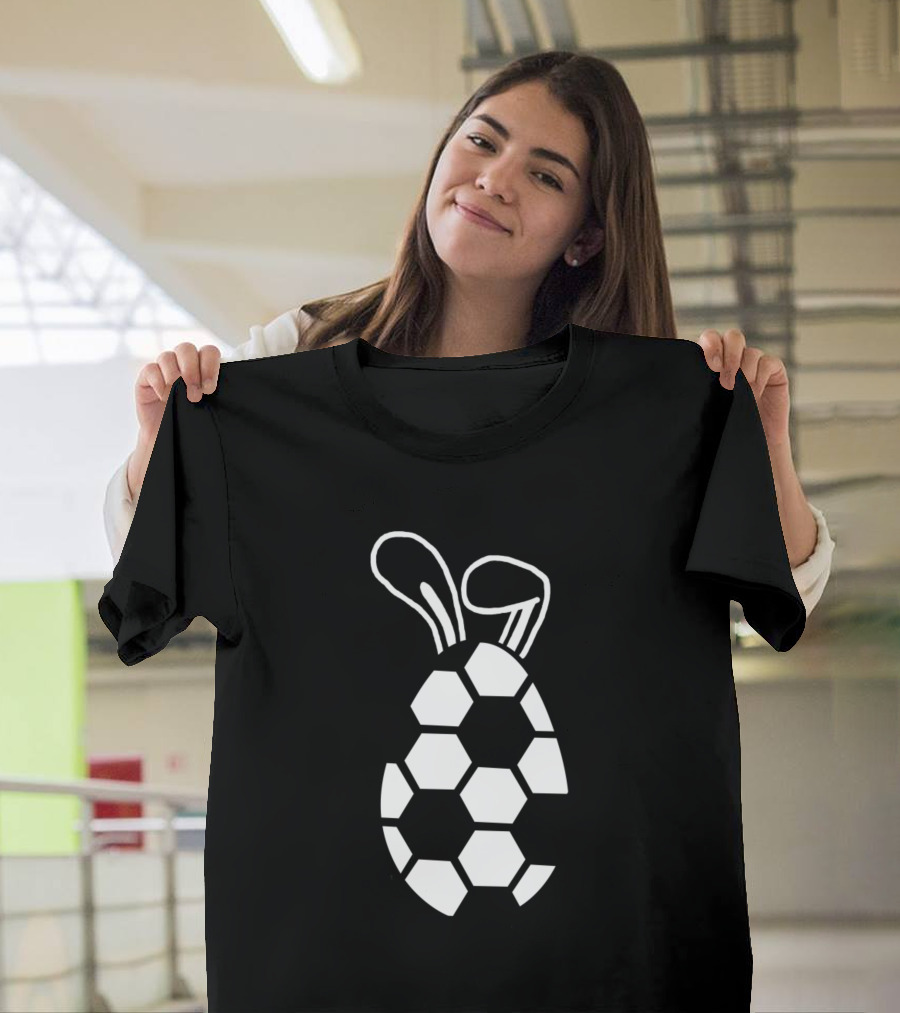 Cute Soccer Egg Soccer Easter Egg with Bunny Ears T-Shirt
