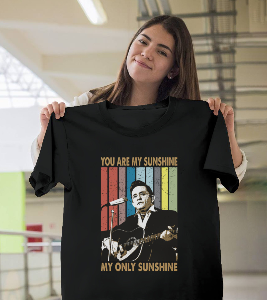 You Are My Sunshine My Only Sunshine Johnny Guitar Retro Stripes T-Shirt
