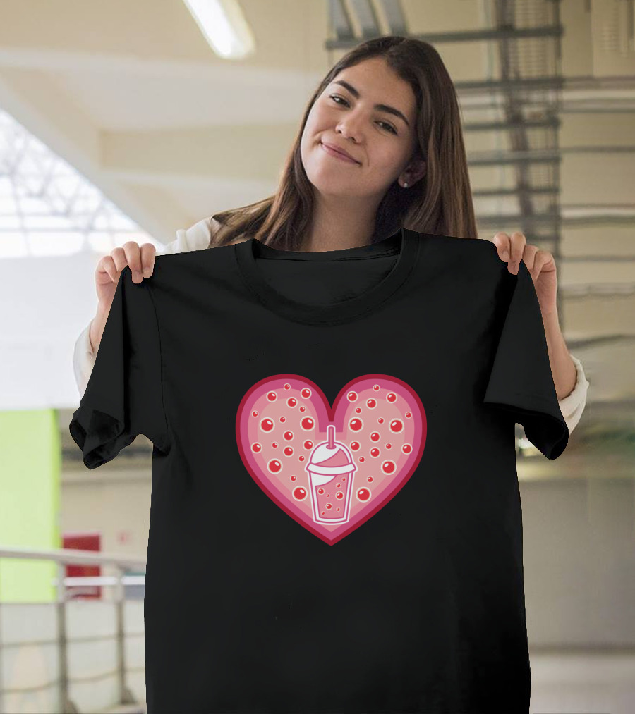 Valentine Heart Bubble Tea Boba Lover T-Shirt