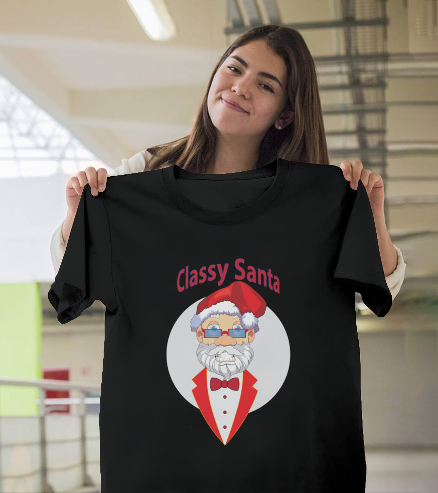 Classy Santa in Stylish Red Tuxedo and Bow Tie T-Shirt