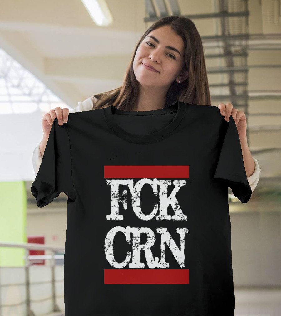 FCK CRN Distressed Block Text Red Bars T-Shirt
