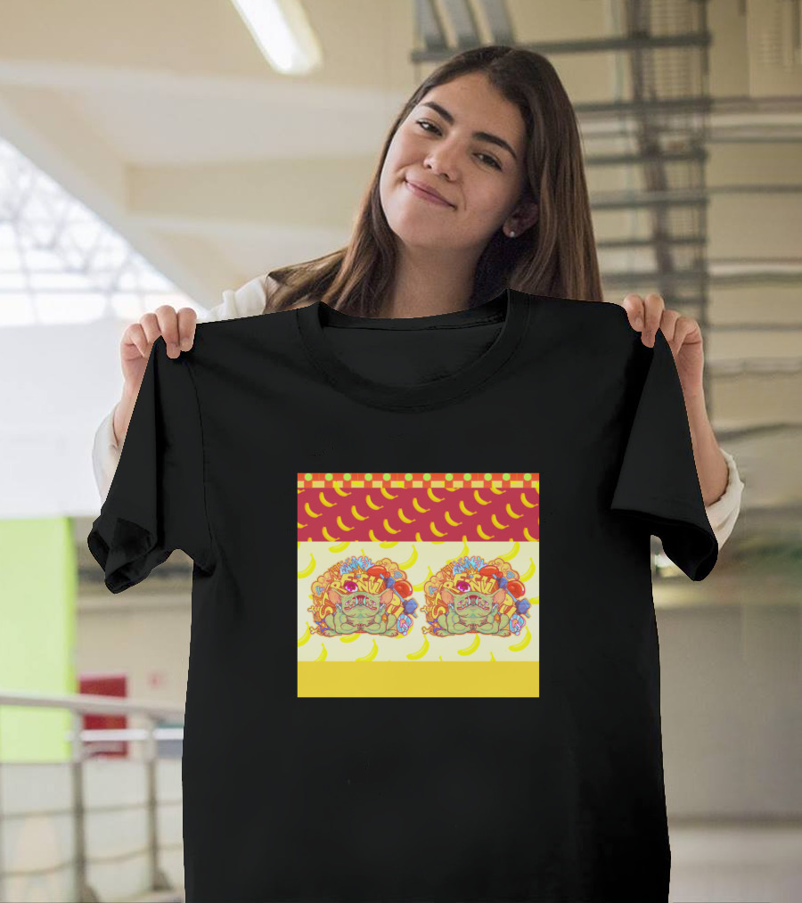 Fish Stronk Pug Colorful Pattern with Bananas T-Shirt