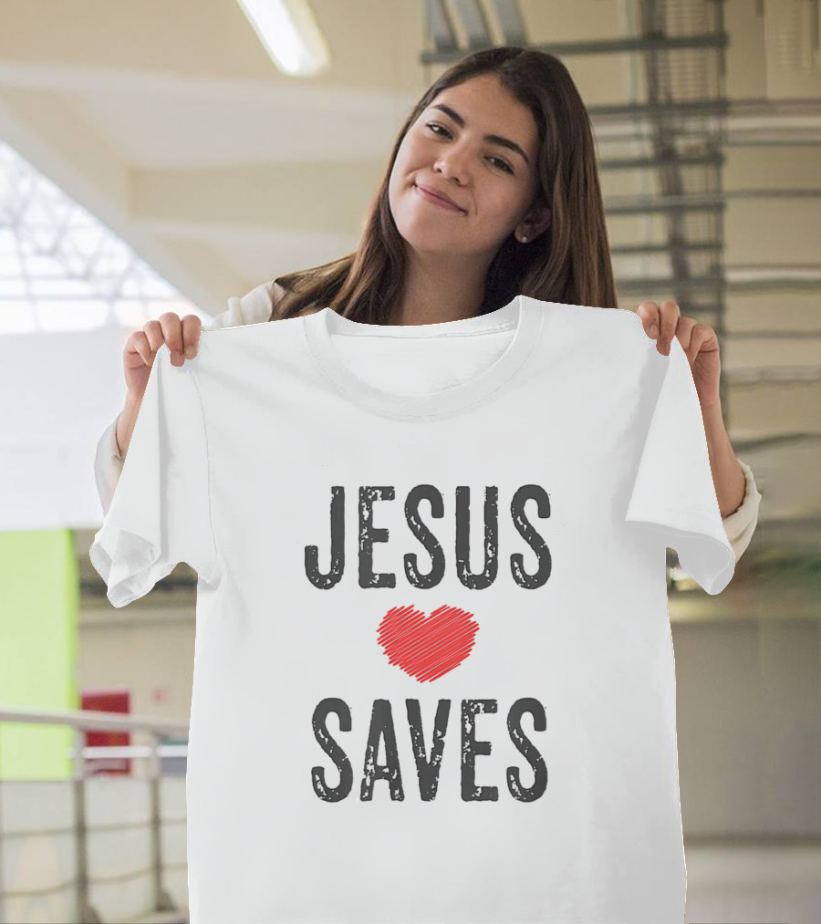 Jesus Heart Saves Vintage Distressed Faded T-Shirt