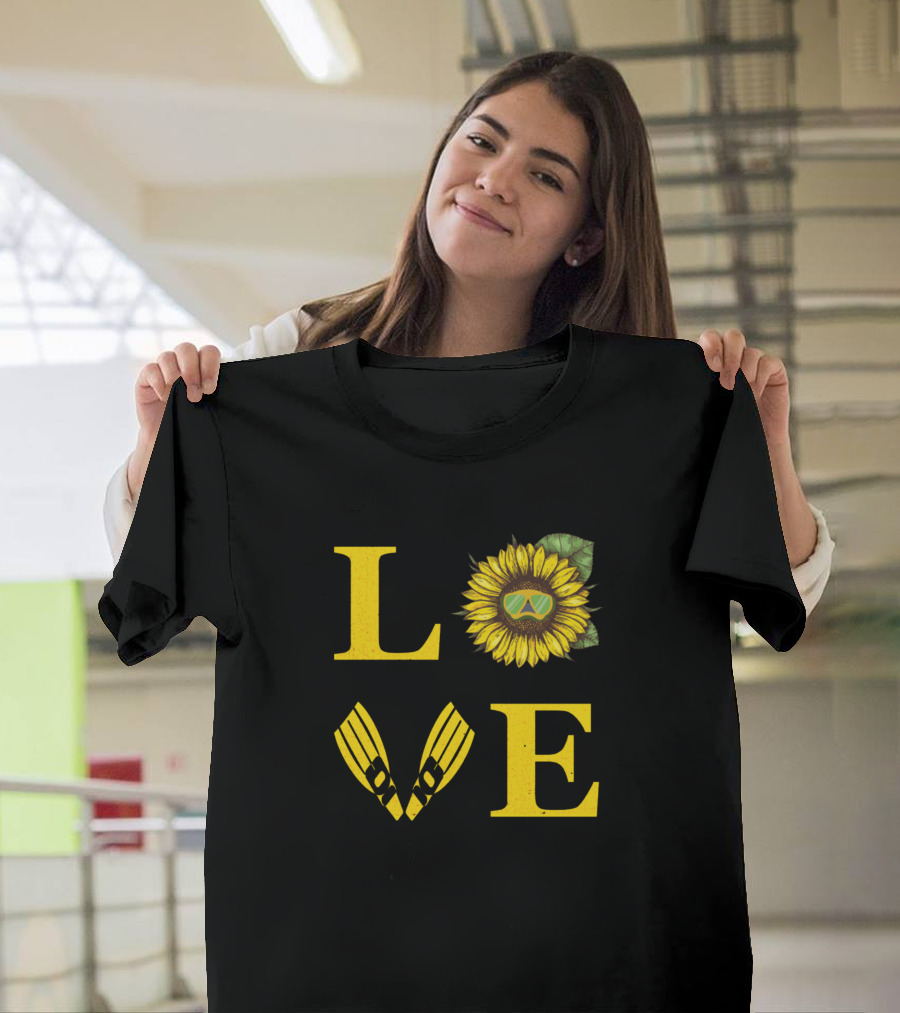 LOVE Scuba Diving Sunflower Flippers Mask T-Shirt
