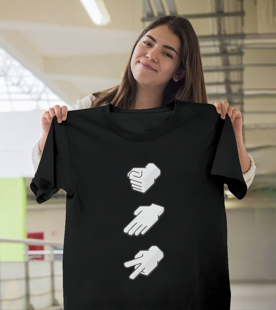 Piedra Papel O Tijeras Juego Mano Iconos Blancos T-Shirt