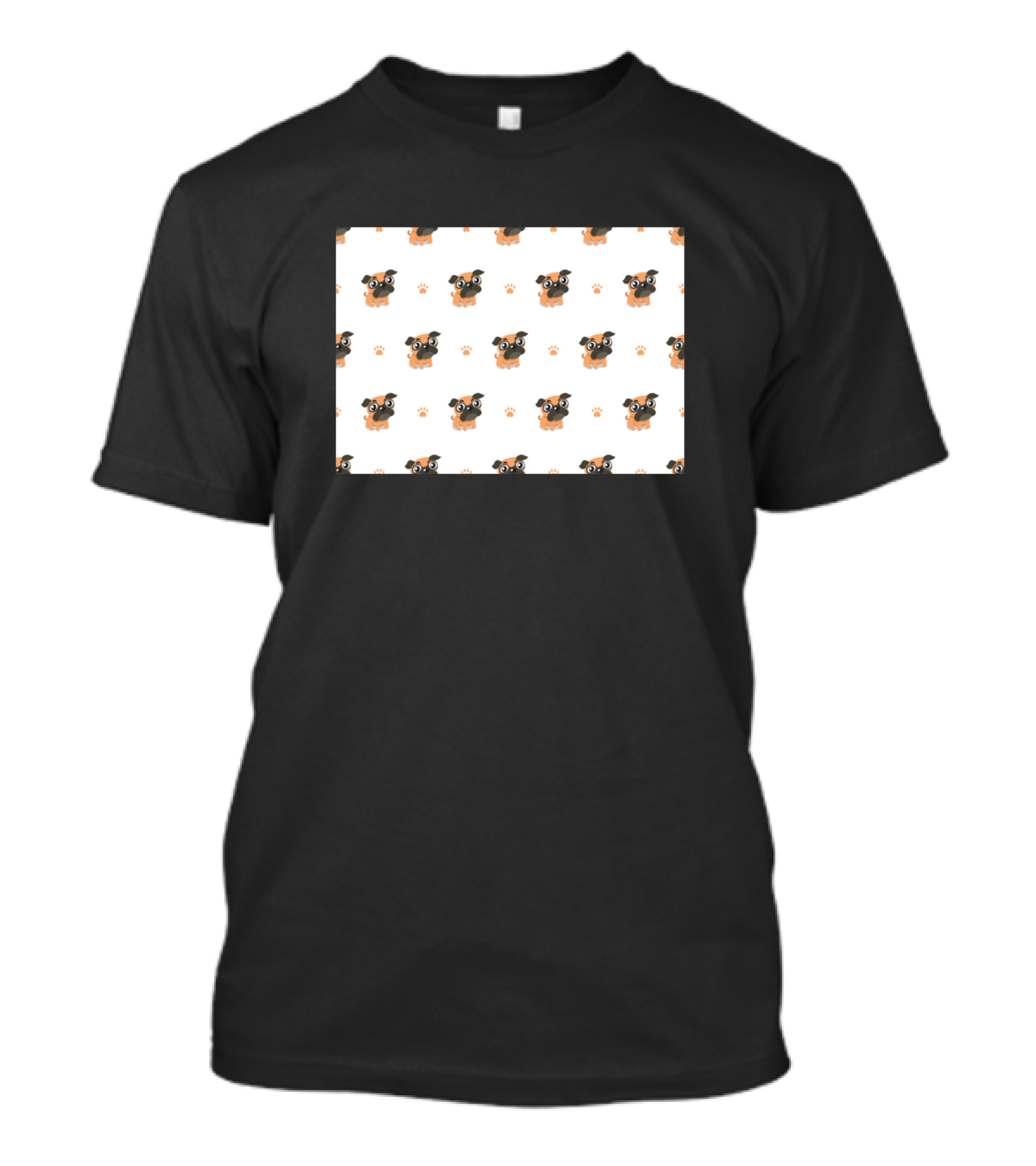 Pug Pattern With Paw Prints T-Shirt