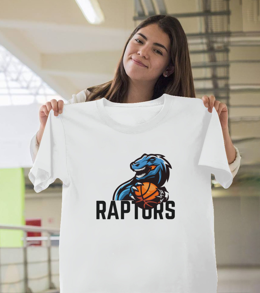 Raptors Basketball Dino Holding Ball T-Shirt