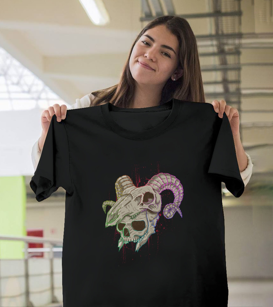 Skull Horn Ram Demon Multicolor T-Shirt