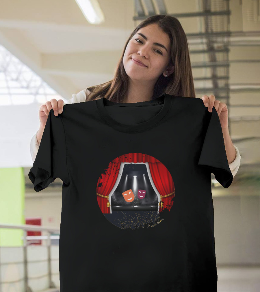 Theatre Love Drama Masks Spotlight Curtain Stage T-Shirt