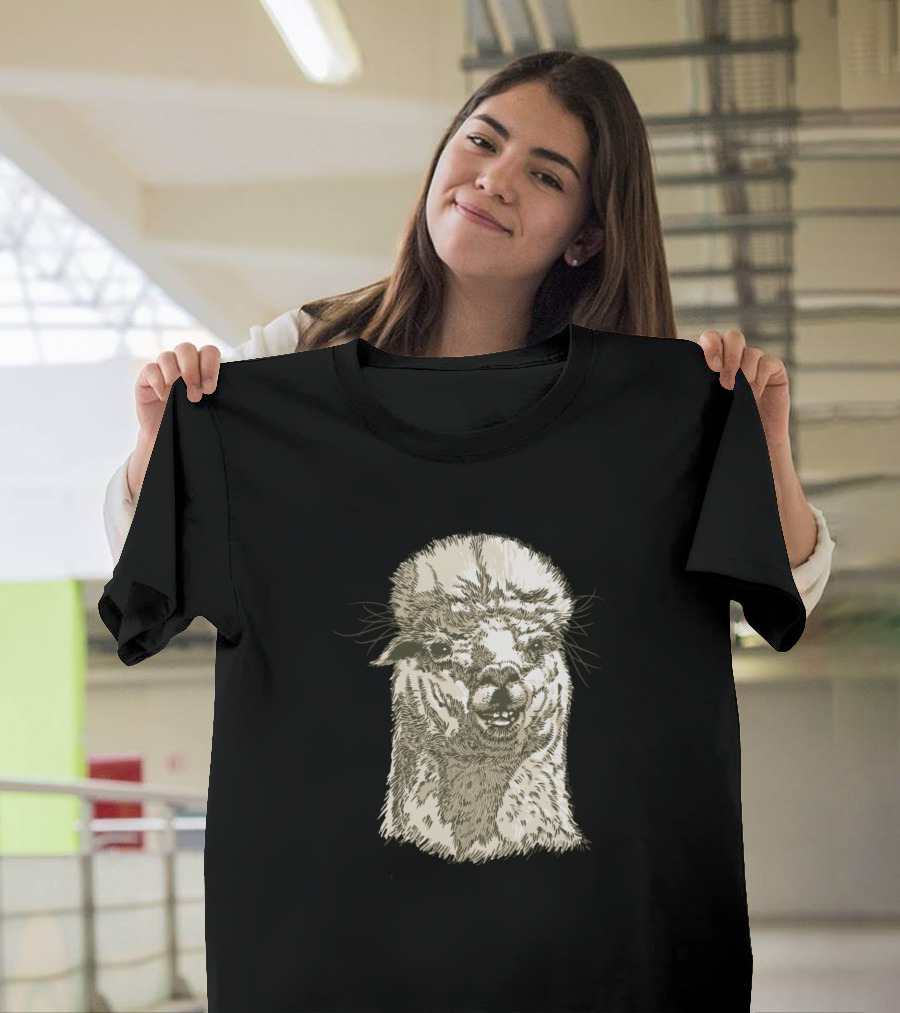 Alpaca Face Detailed T-Shirt