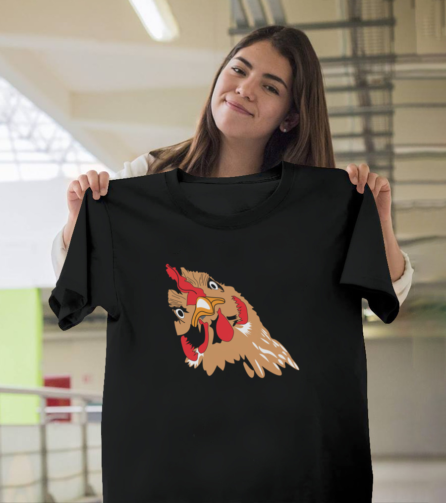 Angry Chicken Face for Boy Girl Brown Cartoon Chicken Head T-Shirt